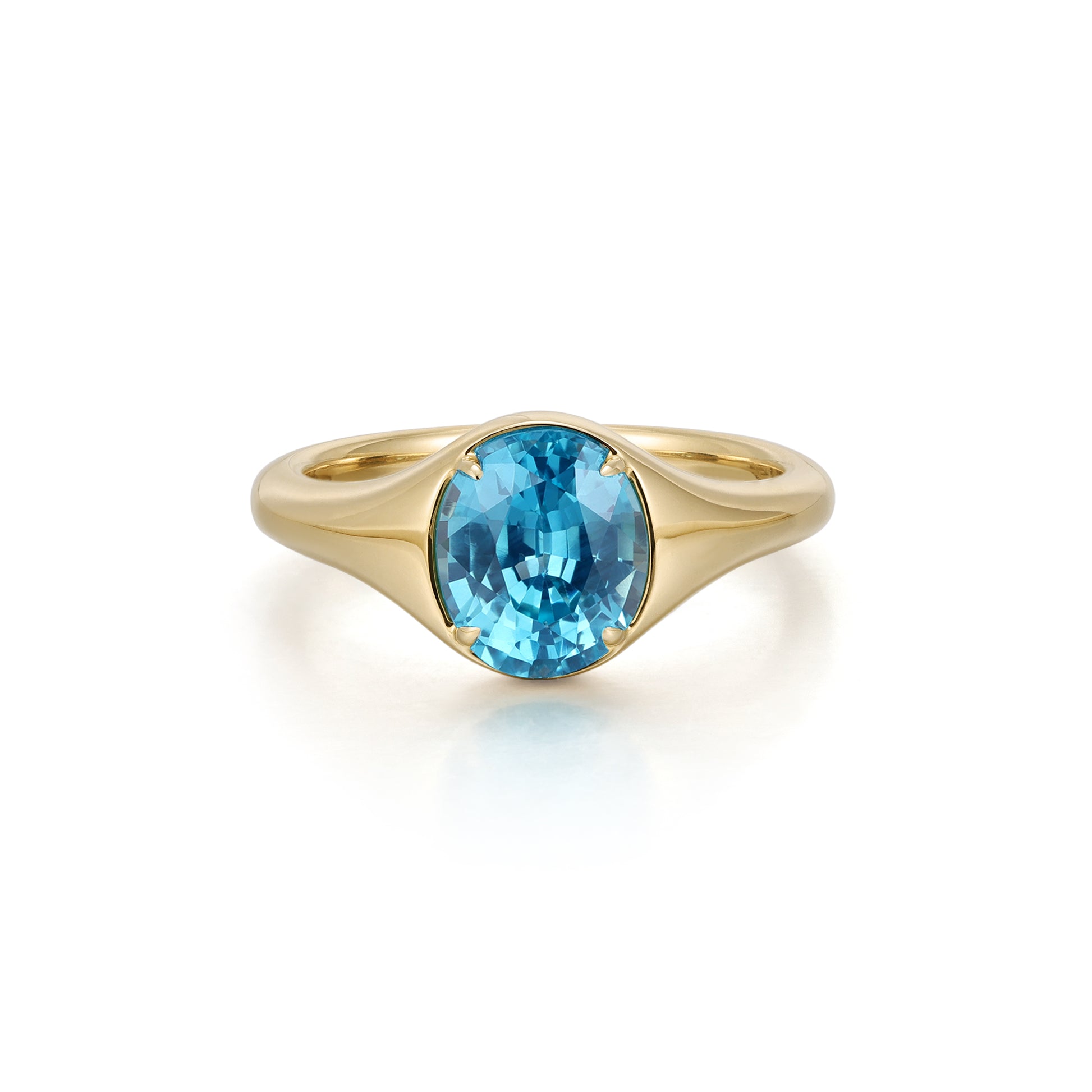 Oval Cut Lab Grown Paraiba Gemstone Ring in 14K Yellow Gold