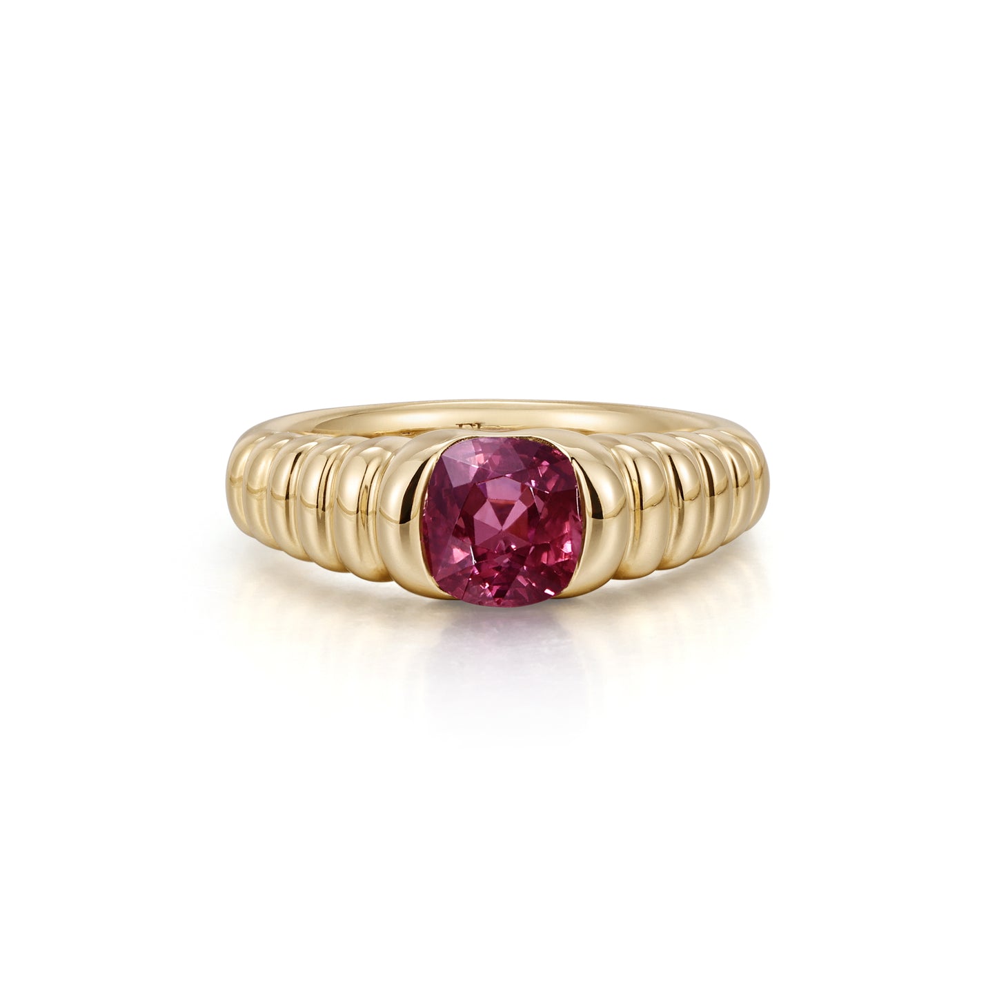 Cushion Cut Deep Purple Spinel Gemstone Ring in 14K yellow gold