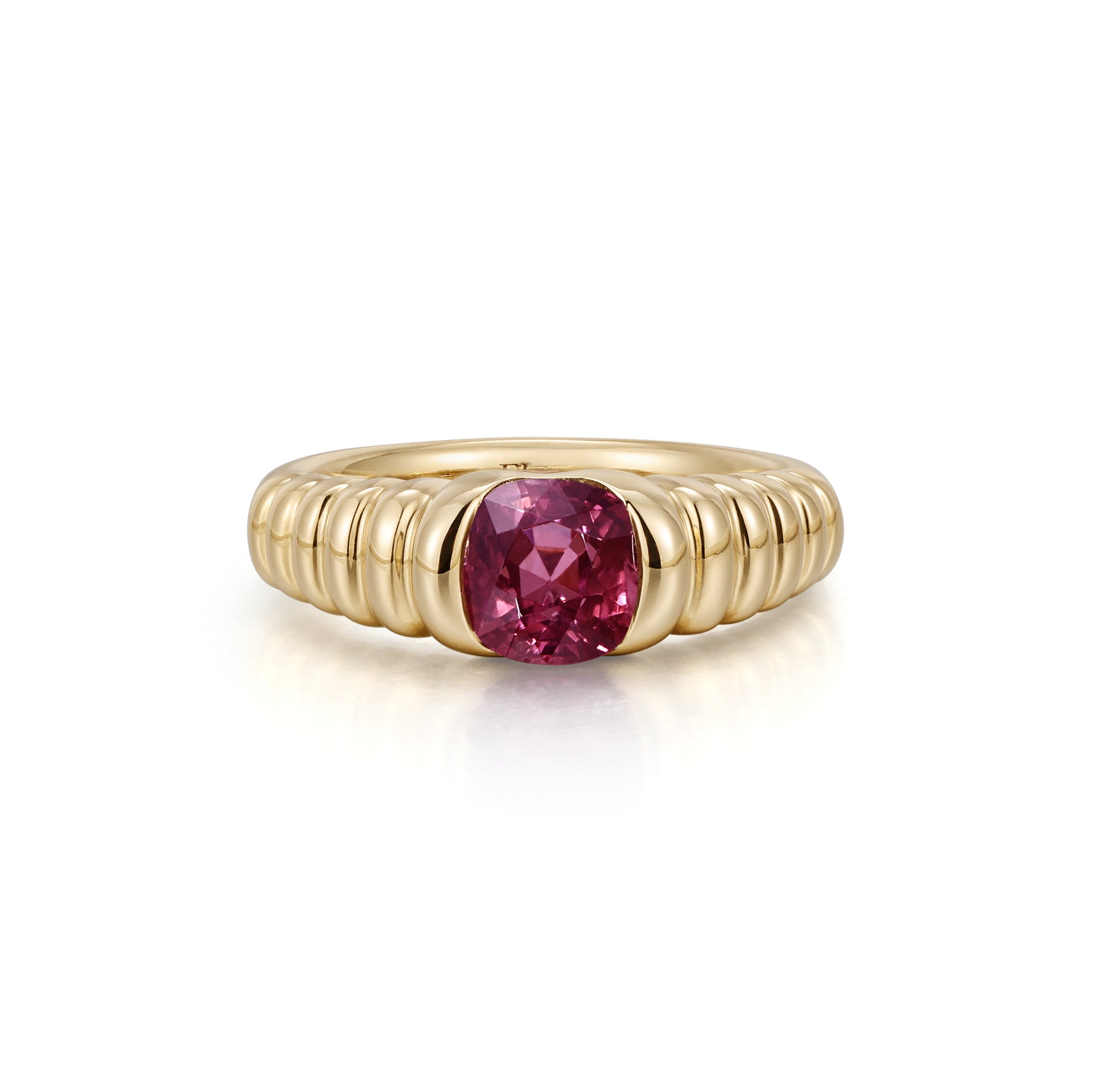 Cushion Cut Deep Purple Spinel Gemstone Ring in 14K yellow gold
