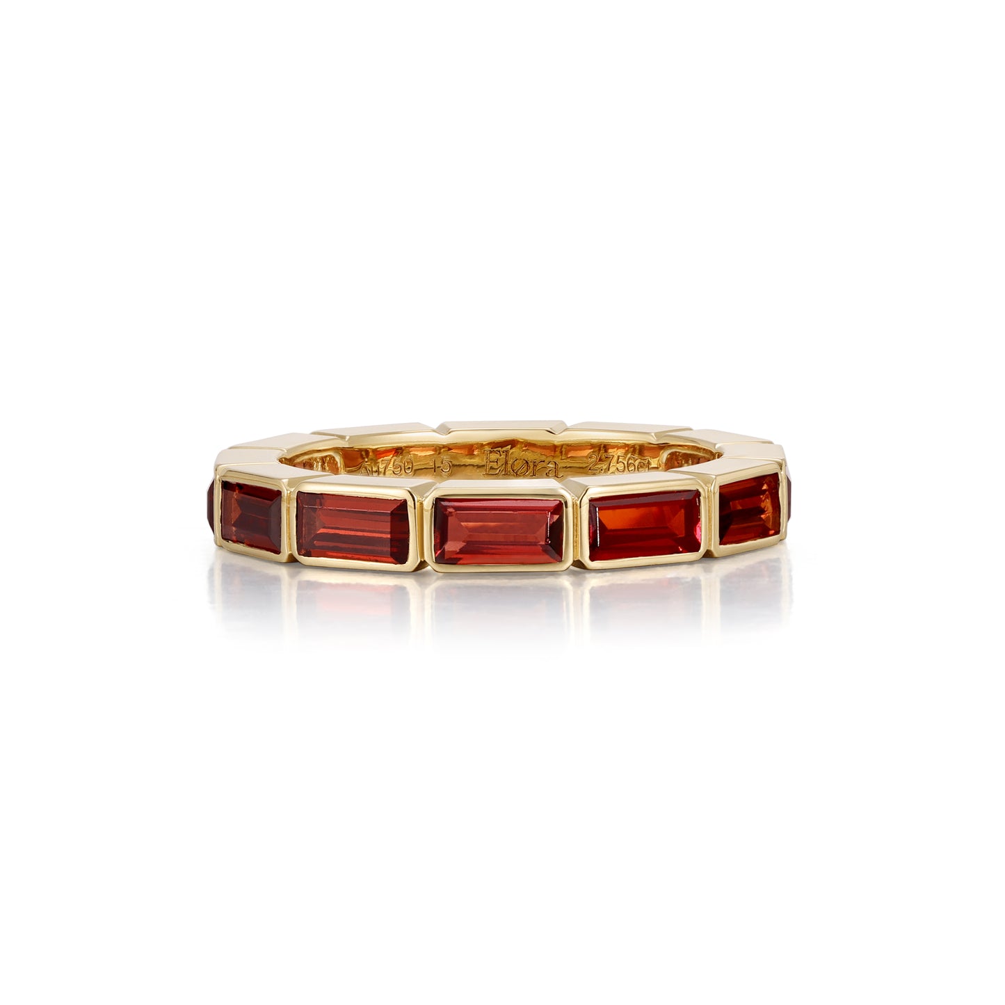 Baguette Cut Garnet Gemstone Eternity Band in 18K yellow gold