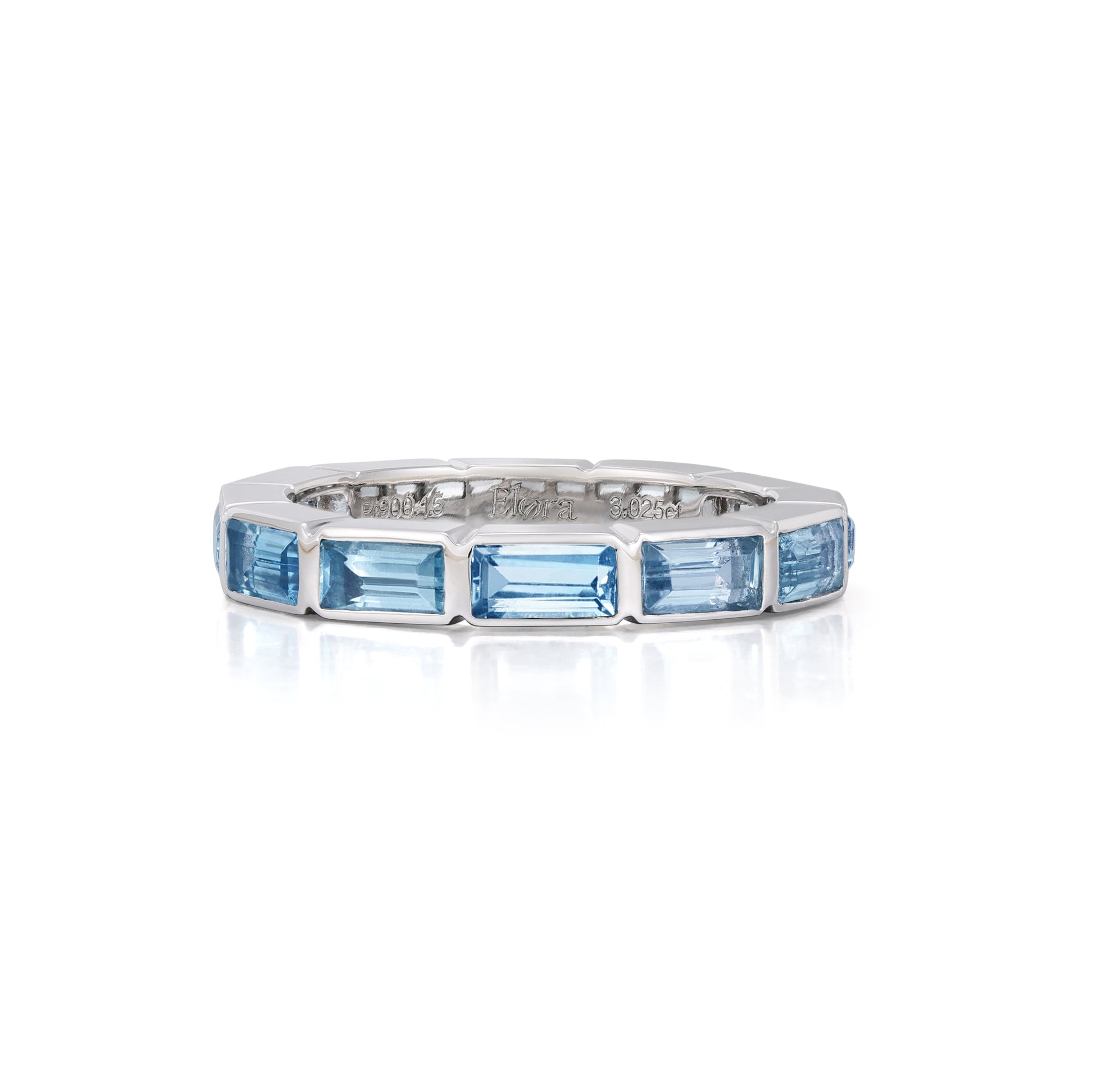Baguette Cut Topaz Gemstone Eternity Band in platinum
