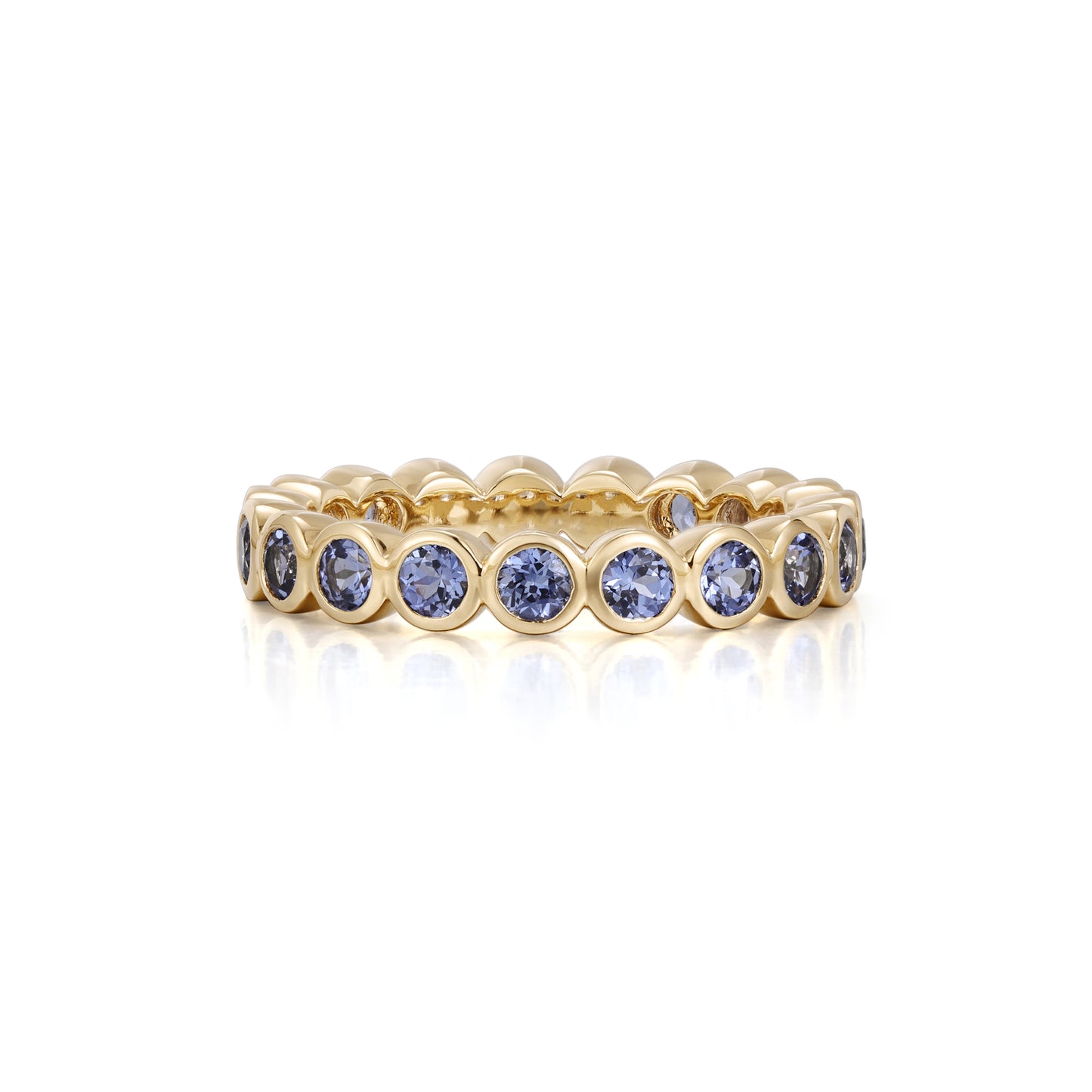 Round Cut Lab Grown Blue Sapphire Eternity Band