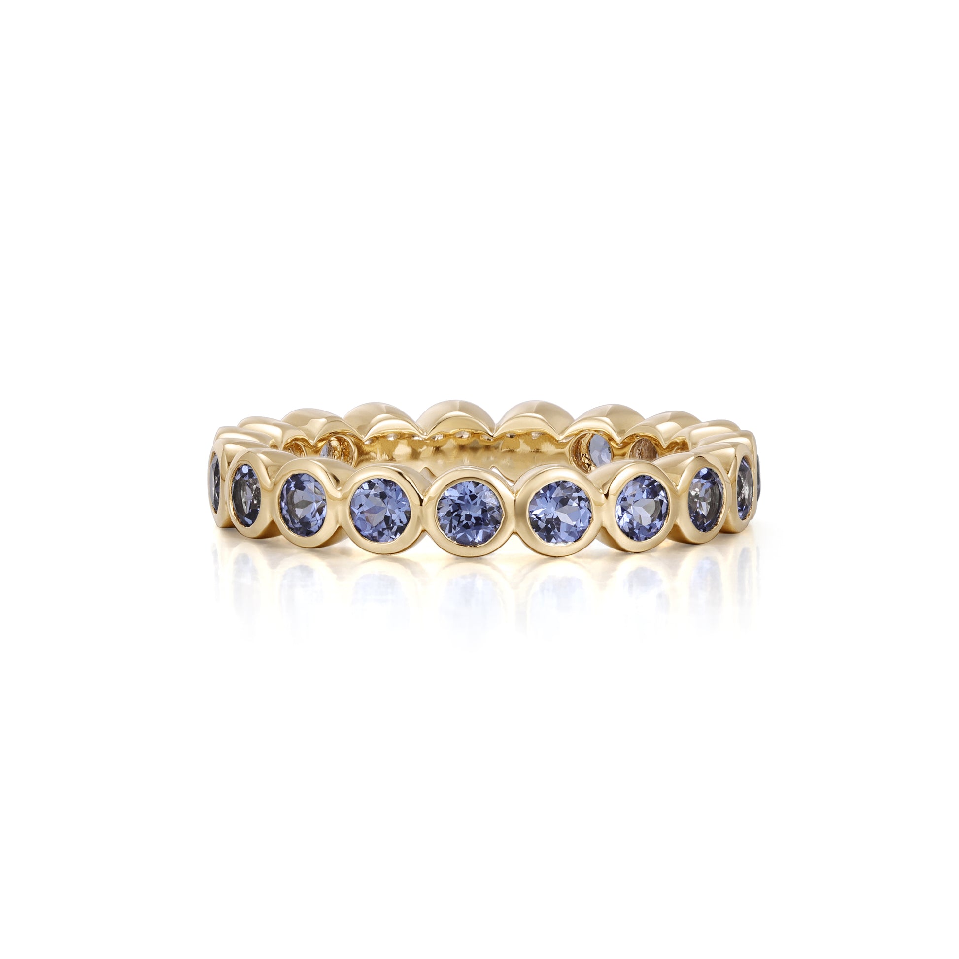 Round Cut Lab Grown Blue Sapphire Eternity Band