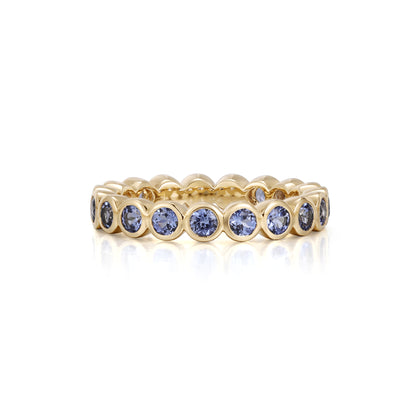Round Cut Lab Grown Blue Sapphire Eternity Band