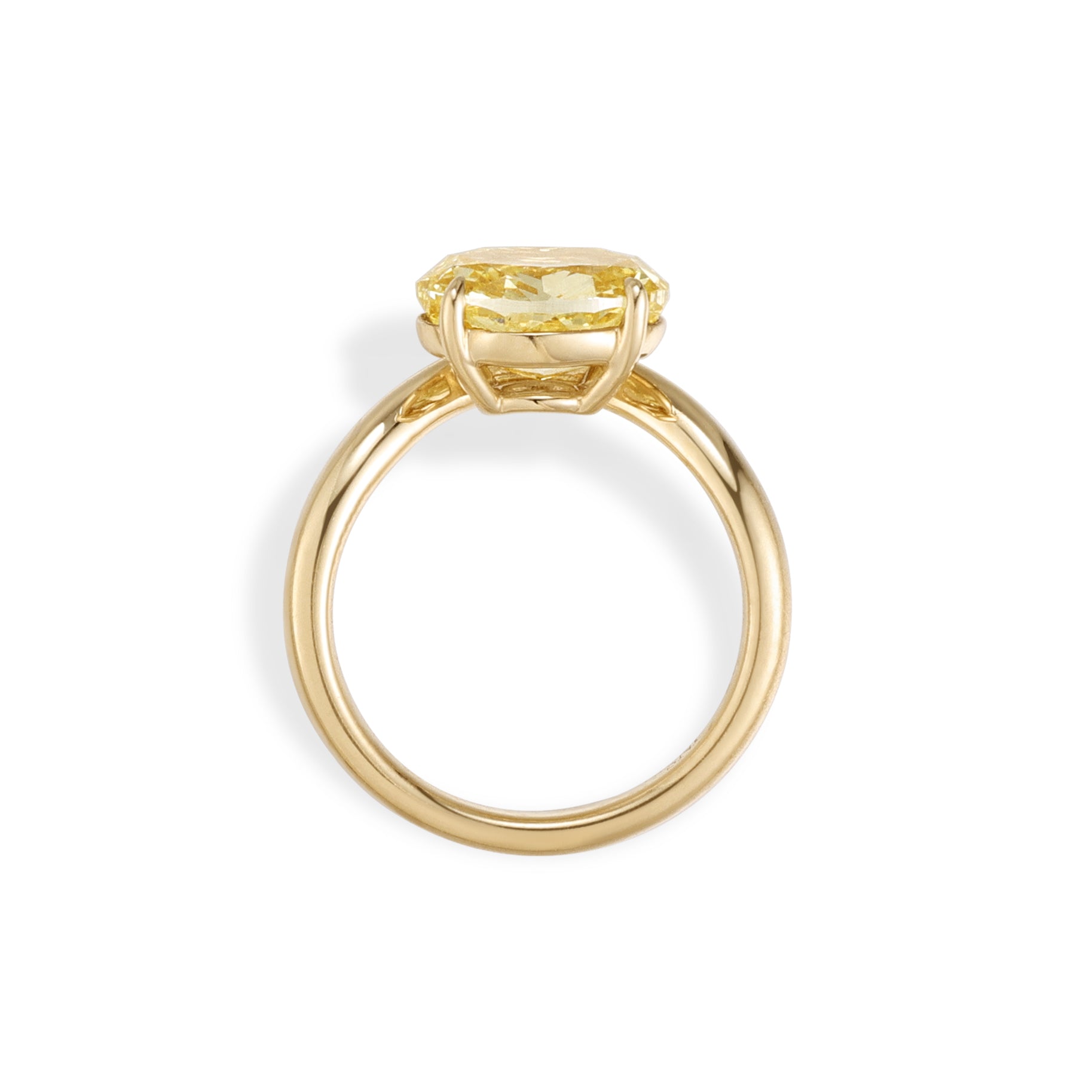 Side Profile of Yellow Oval Cut Lab Grown Engagement Ring in yellow gold