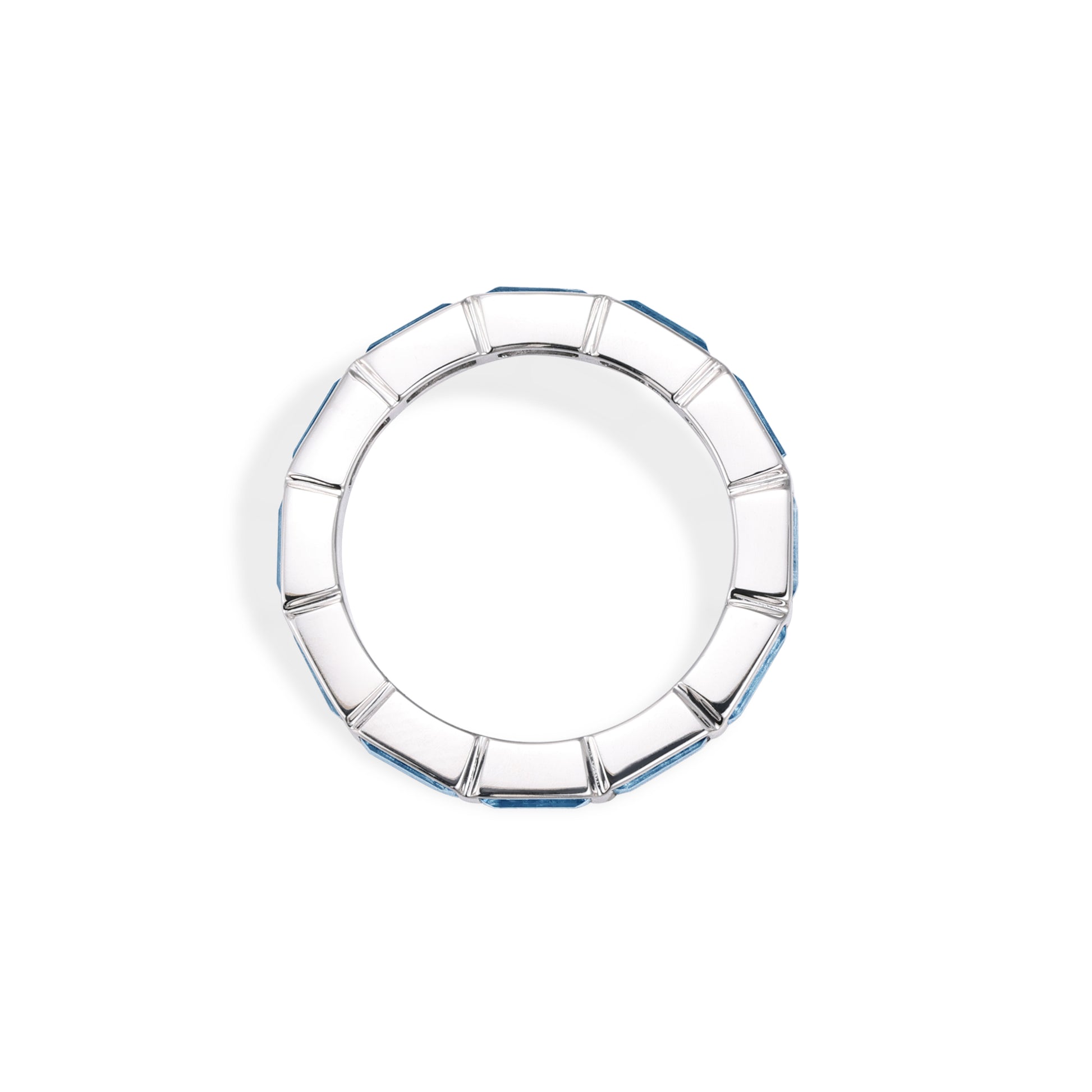 Baguette cut topaz eternity band showing full eternity design