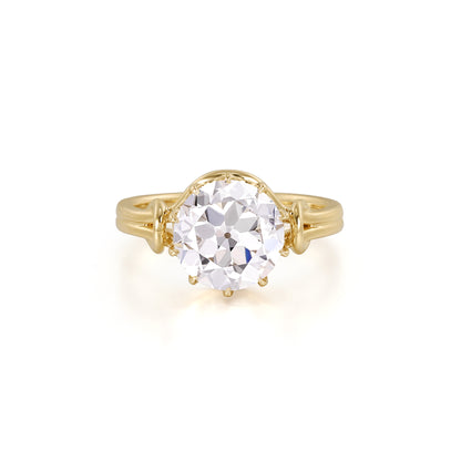 Lea-Old European Cut Lab Grown Diamond Engagement Ring with round diamond in a yellow gold setting.