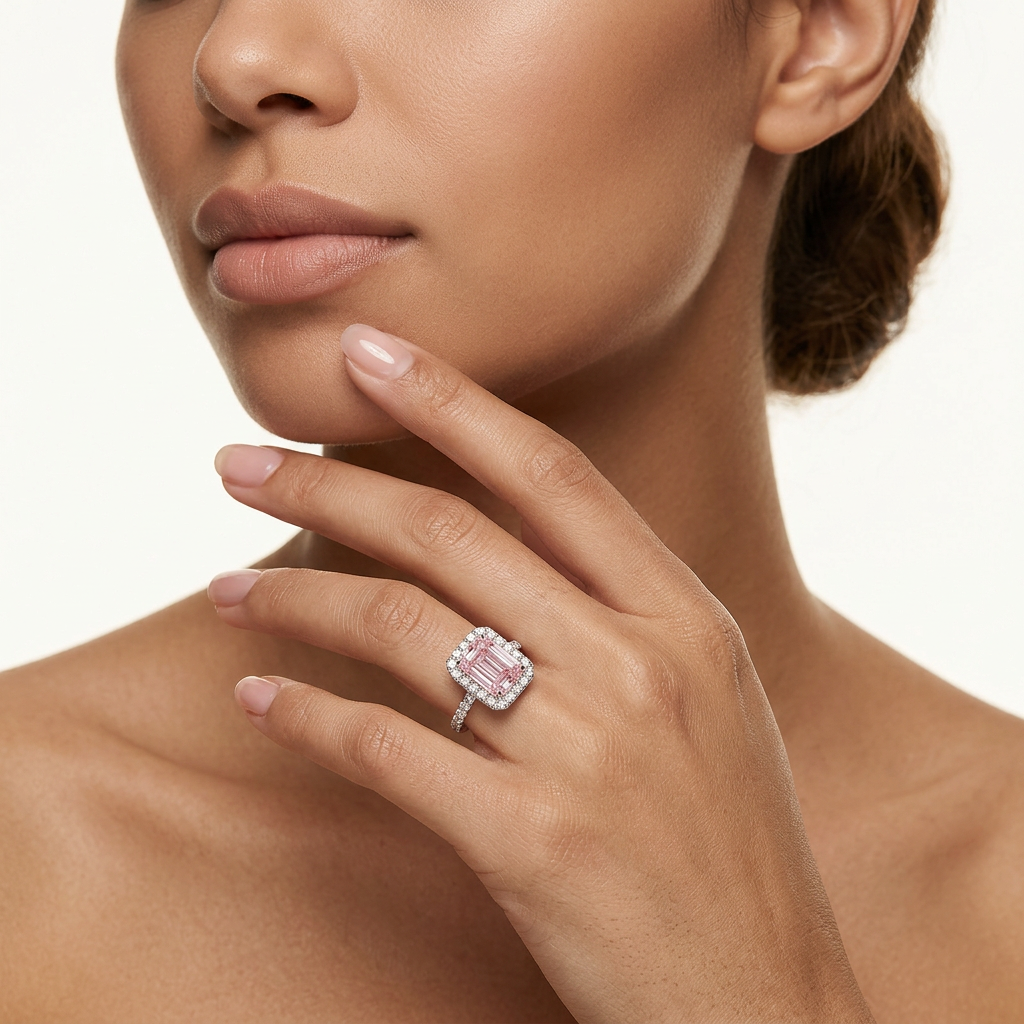 Lydia - Emerald Cut Pink Diamond Ring