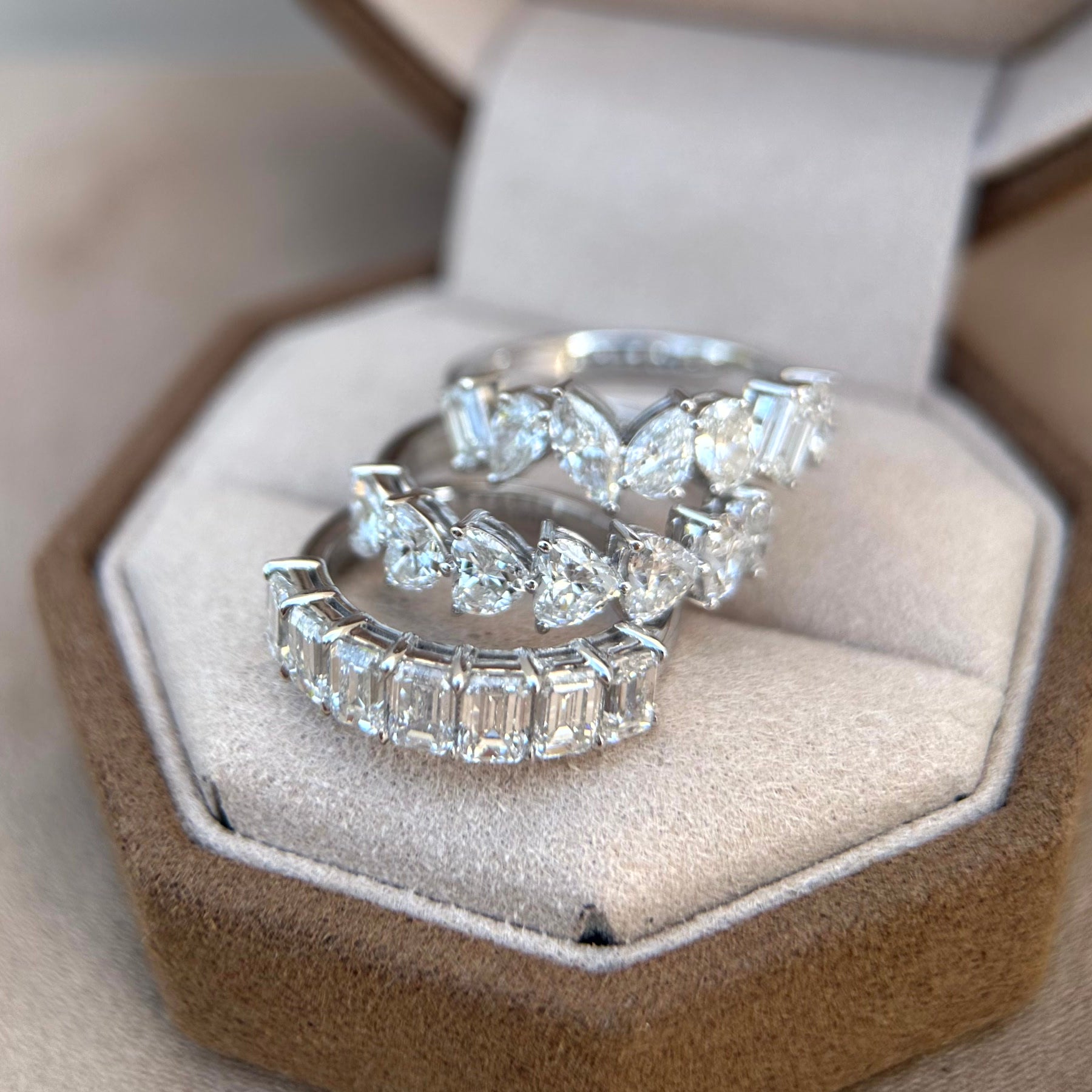 2.31ctw Emerald Cut Diamond Half Eternity Band Wedding Band in Platinum | Elora