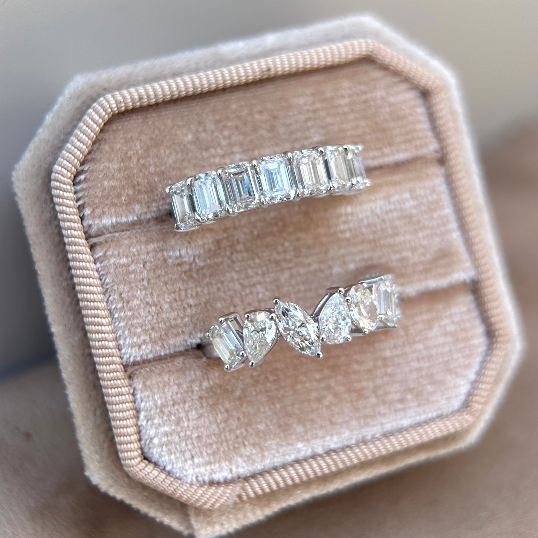 2.31ctw Emerald Cut Diamond Half Eternity Band in Platinum | Elora