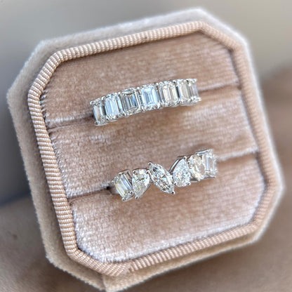 2.31ctw Emerald Cut Diamond Half Eternity Band in Platinum | Elora