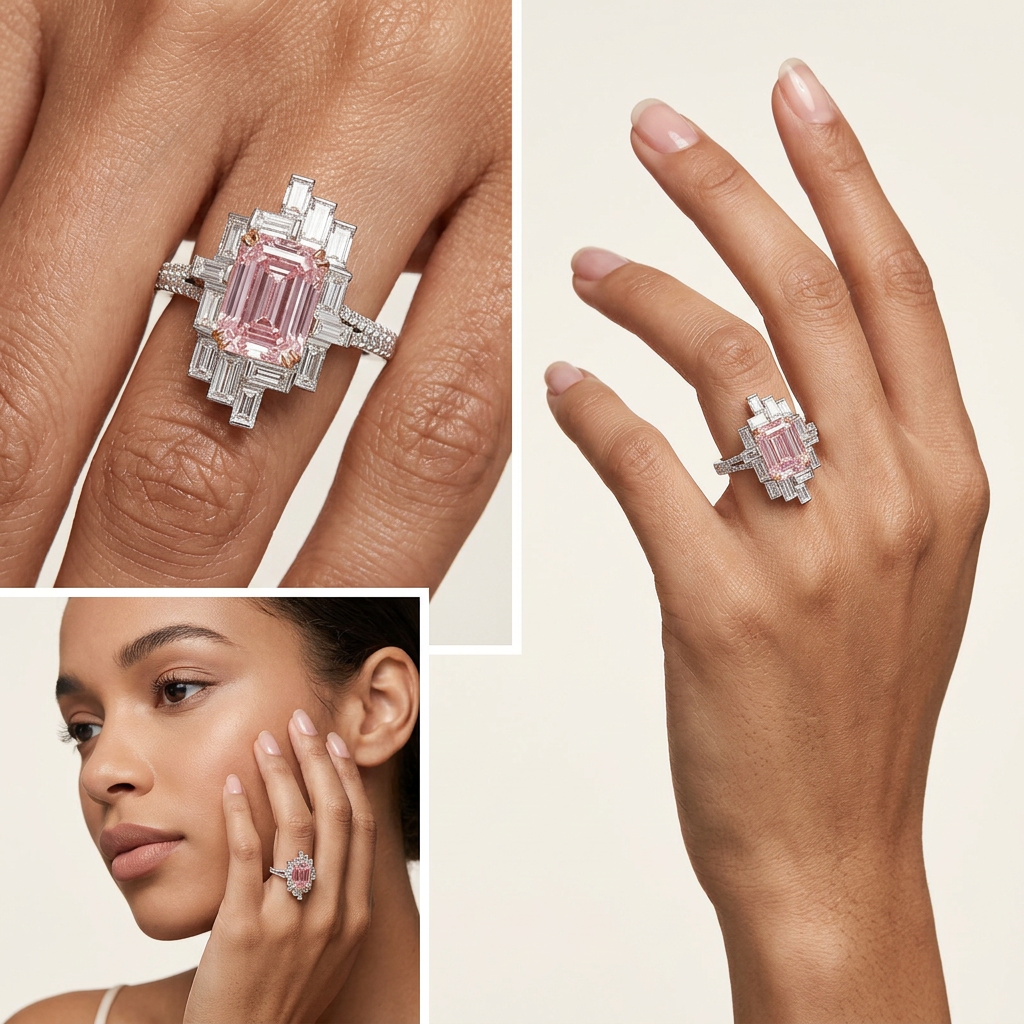 Allison - Emerald Cut Pink Diamond Ring