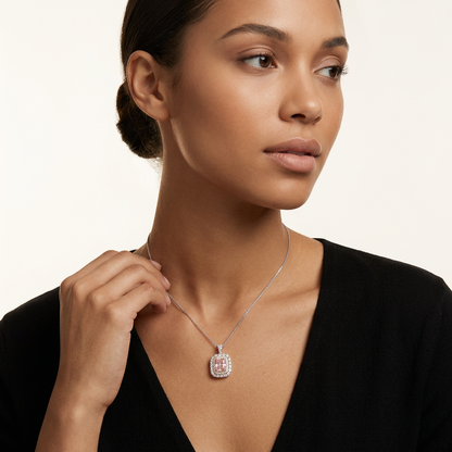 Radiant Cut Pink Diamond Necklace