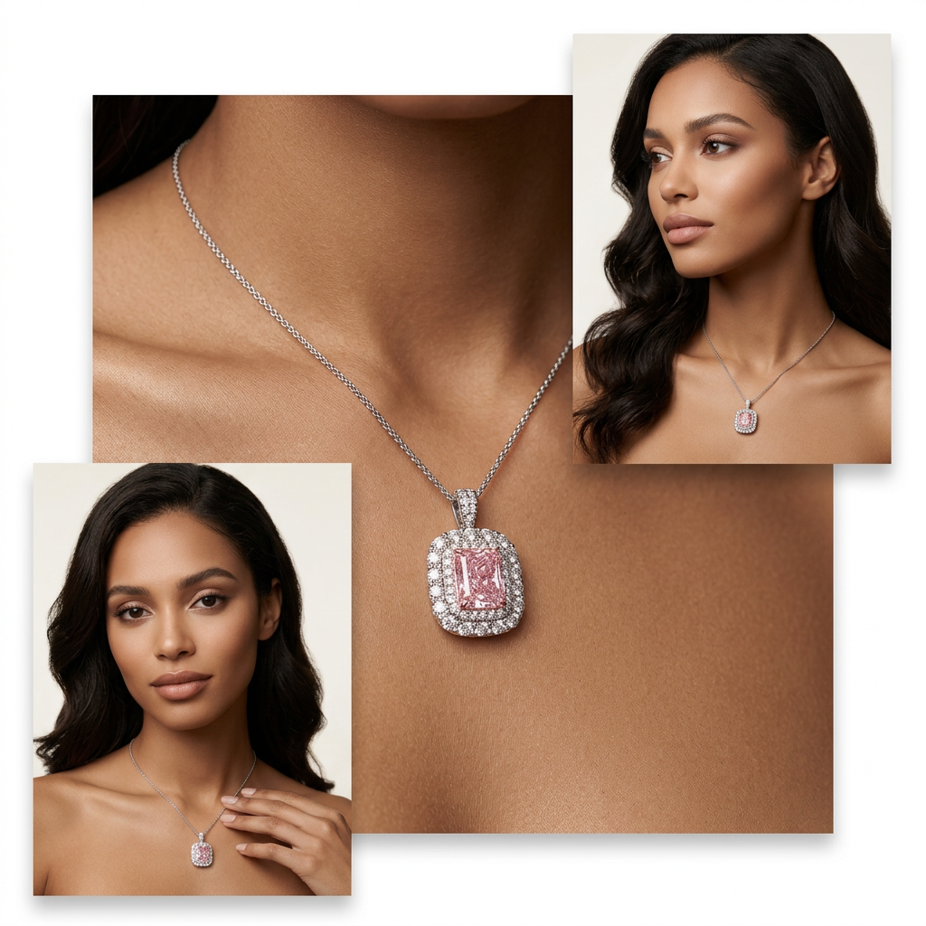 Radiant Cut Pink Diamond Necklace