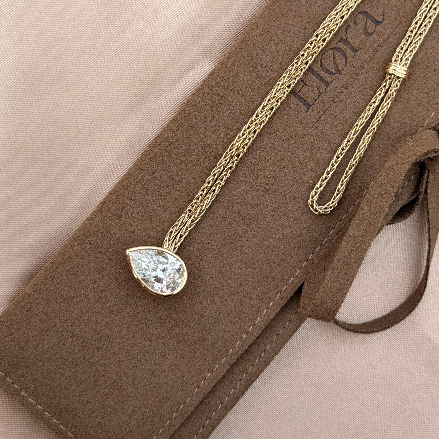 Faith-Pear Cut Lab Grown Diamond Bracelet featuring a pear-cut diamond pendant on a gold chain.