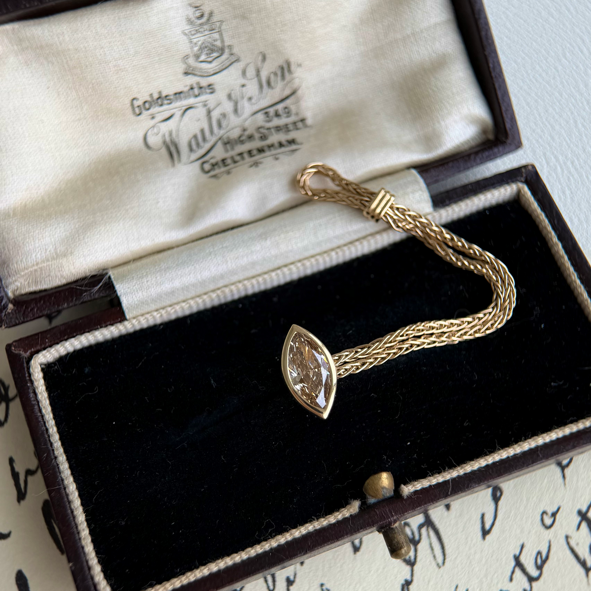 Faith-Champagne Marquise Lab Grown Diamond Chain Ring