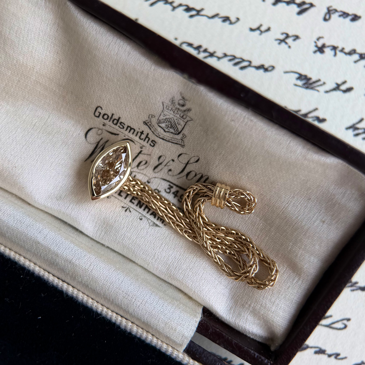 Faith-Champagne Marquise Lab Grown Diamond Chain Ring