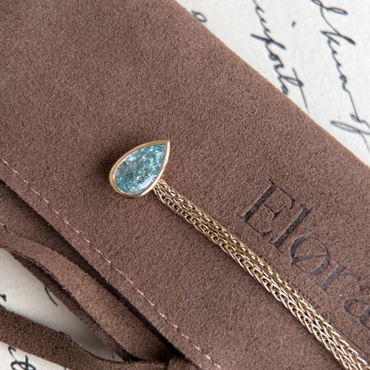 Faith-Pear Cut Blue Lab Grown Diamond Chain Engagement Ring