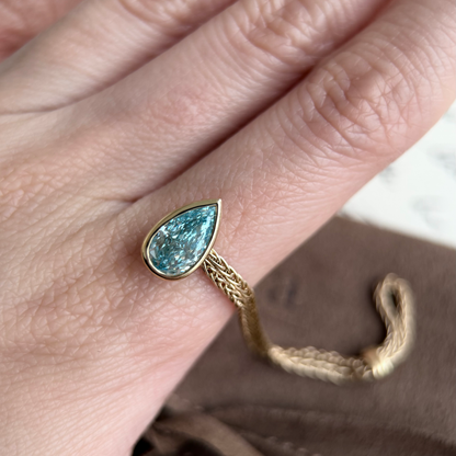 Faith-Pear Cut Blue Lab Grown Diamond Chain Engagement Ring