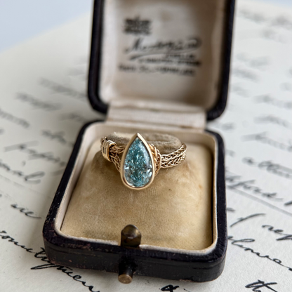 Faith-Pear Cut Blue Lab Grown Diamond Chain Engagement Ring
