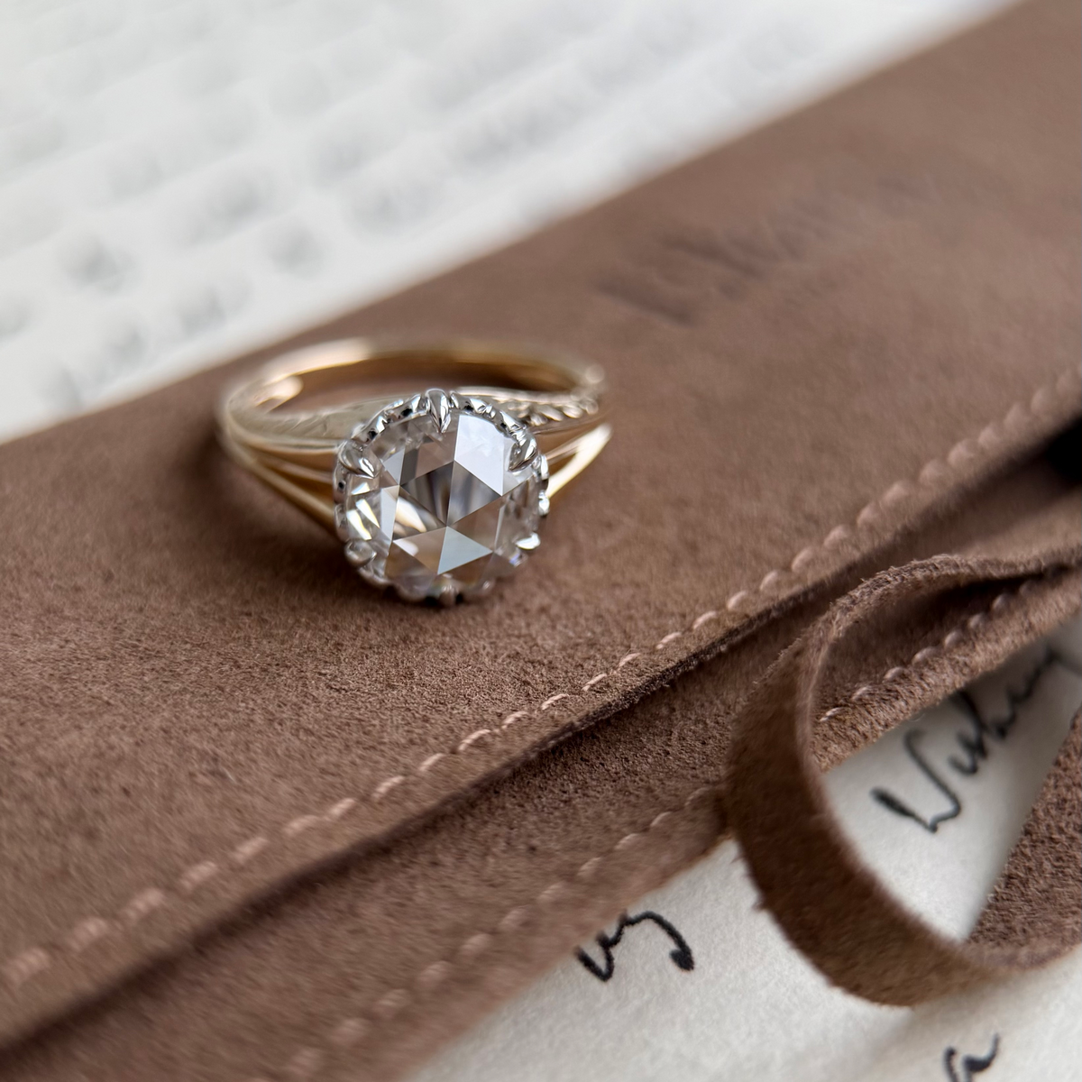 Santi-Round Rose Cut Lab Grown Diamond Engagement Ring