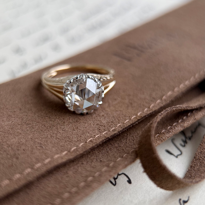 Santi-Round Rose Cut Lab Grown Diamond Engagement Ring