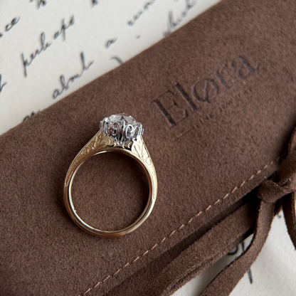 Santi-Round Rose Cut Lab Grown Diamond Engagement Ring