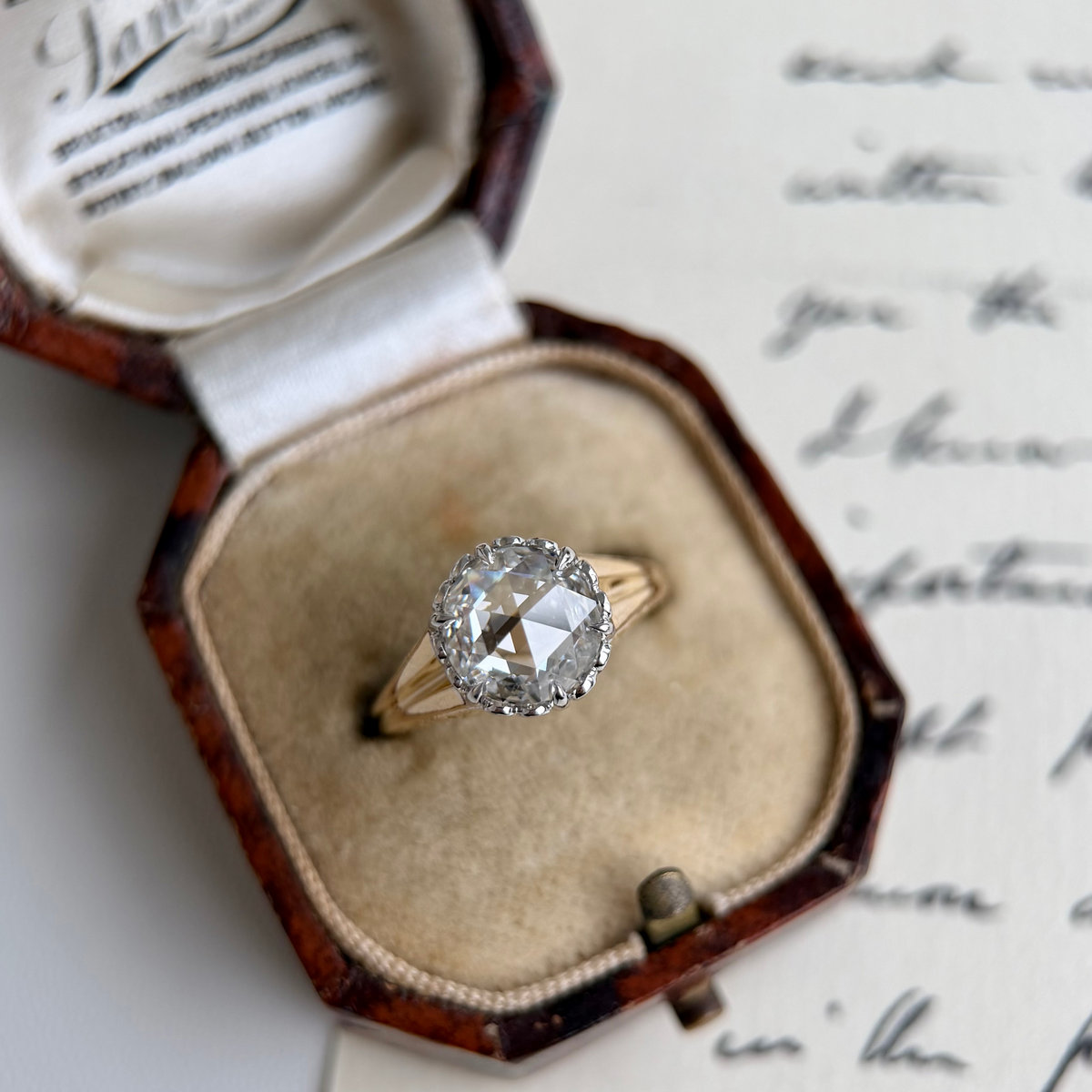 Santi-Round Rose Cut Lab Grown Diamond Engagement Ring