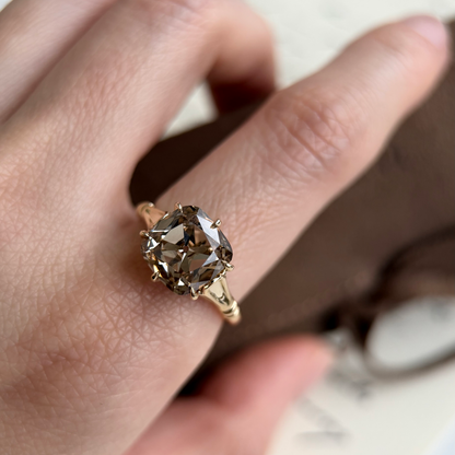 Athena-Champagne Old Mine Cushion Cut Lab Grown Diamond Engagement Ring