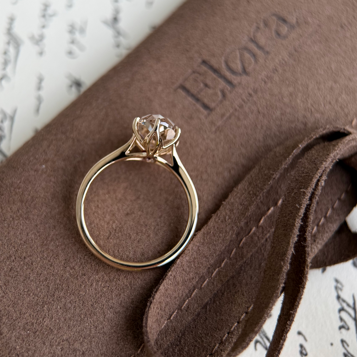 Farro-Champagne Old Mine Oval Lab Grown Diamond Ring