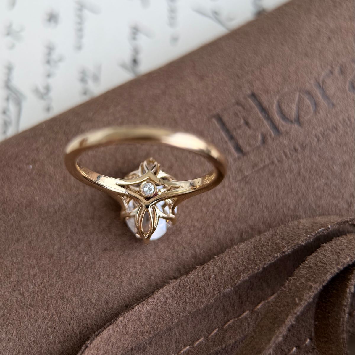 Farro-Champagne Old Mine Oval Lab Grown Diamond Ring