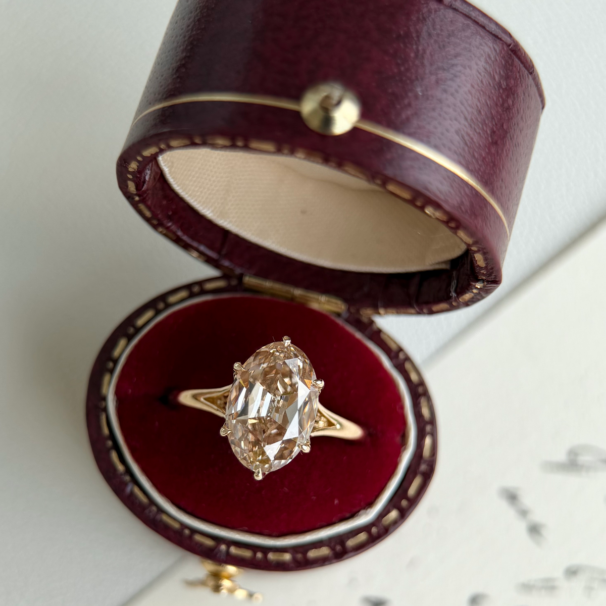 Farro-Champagne Old Mine Oval Lab Grown Diamond Ring