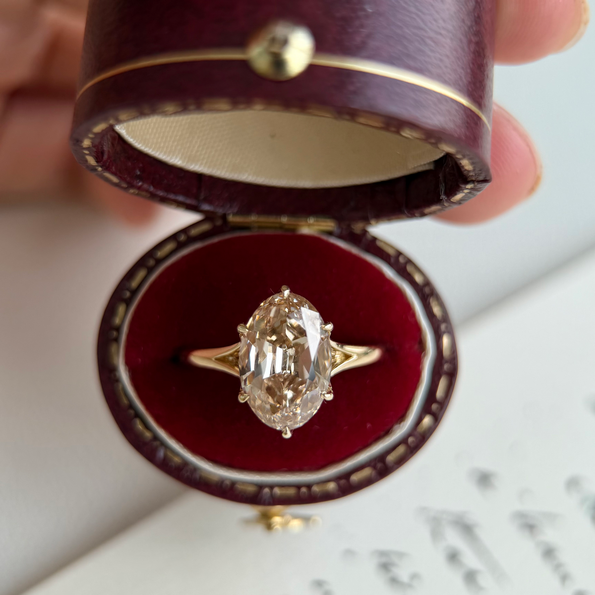 Farro-Champagne Old Mine Oval Lab Grown Diamond Ring
