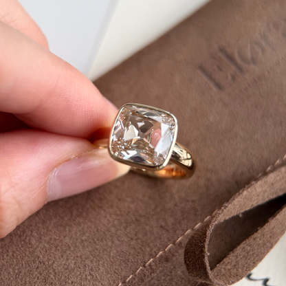 Riley-Champagne Old Mine Cushion Lab Grown Diamond Ring