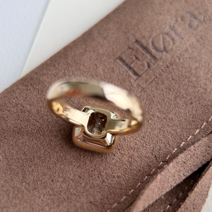 Riley-Champagne Old Mine Cushion Lab Grown Diamond Ring