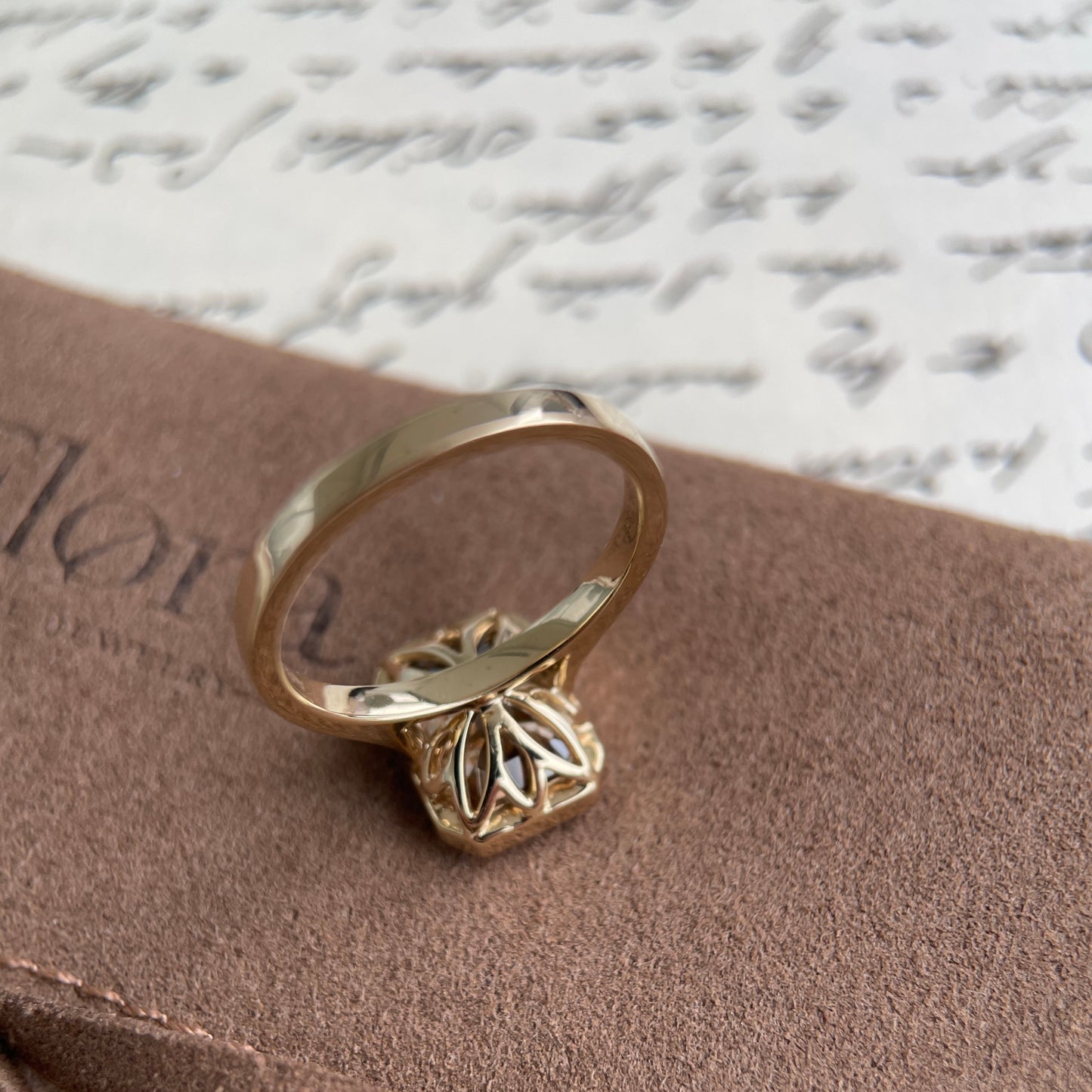 Elise-Champagne Emerald Cut Lab Grown Diamond Ring