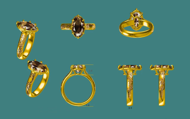 Gelber runder Diamantring für Herren