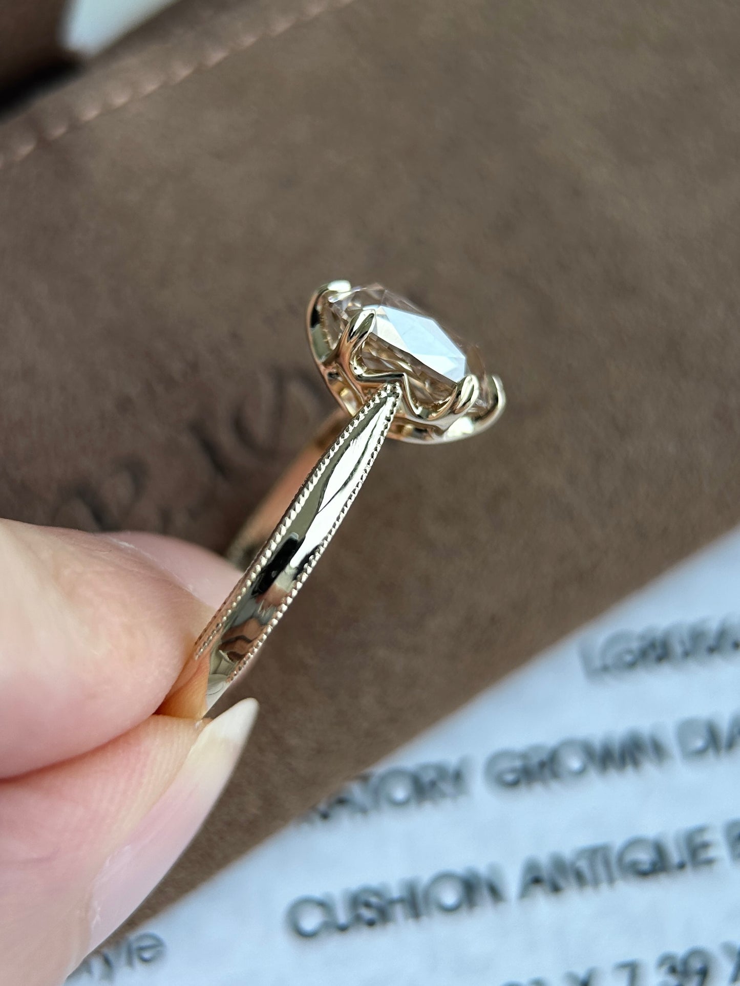 Custom Order Final Payment - 3.12ct Old Mine Cut Lab Grown Diamond Ring