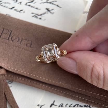 Dahlia-Champagne Asscher Cut Lab Grown Diamond Ring
