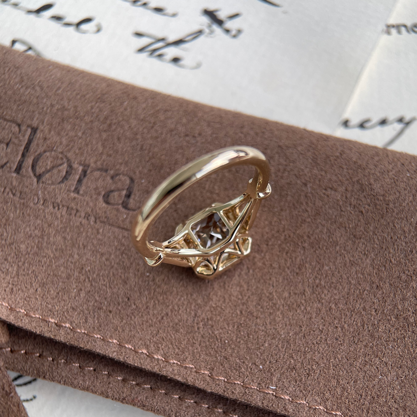 Dahlia-Champagne Asscher Cut Lab Grown Diamond Ring