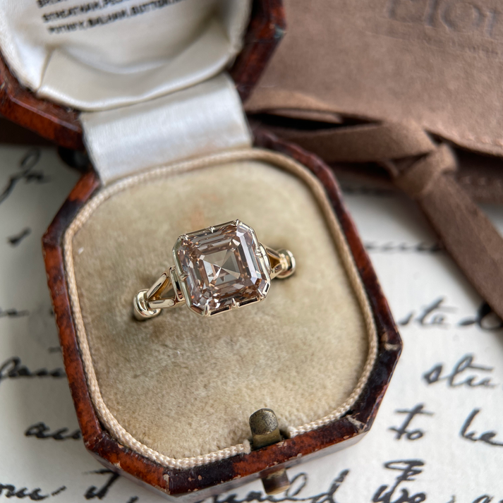 Dahlia-Champagne Asscher Cut Lab Grown Diamond Ring