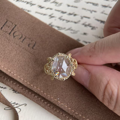 Lark-Ovaler Verlobungsring mit im Labor gezüchtetem Diamanten im Rosenschliff