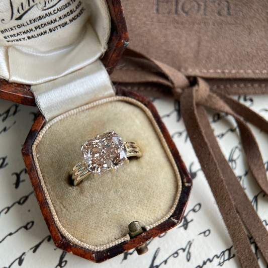 Noa-Champagne Old Mine Cushion Lab Grown Diamond Ring