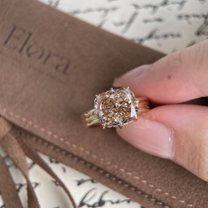 Noa-Champagne Old Mine Cushion Lab Grown Diamond Ring