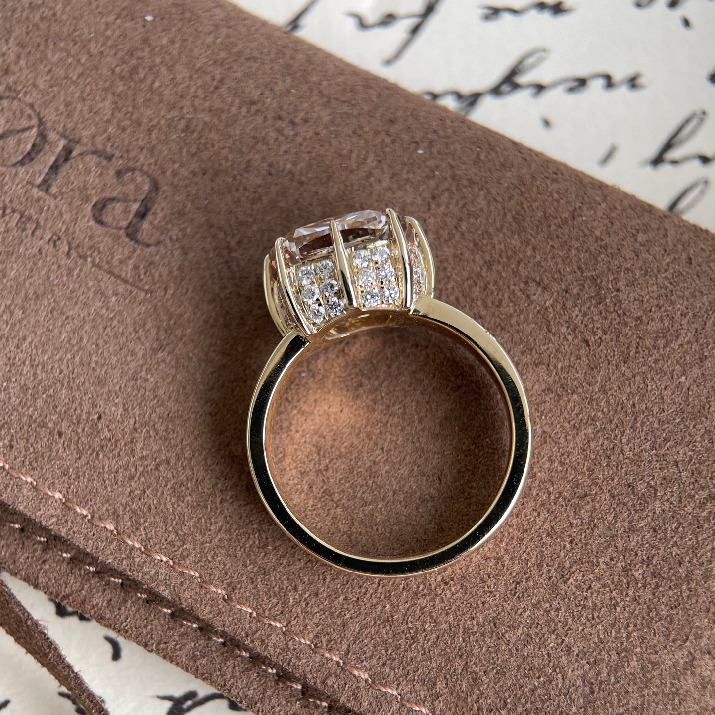 Noa-Champagne Old Mine Cushion Lab Grown Diamond Ring