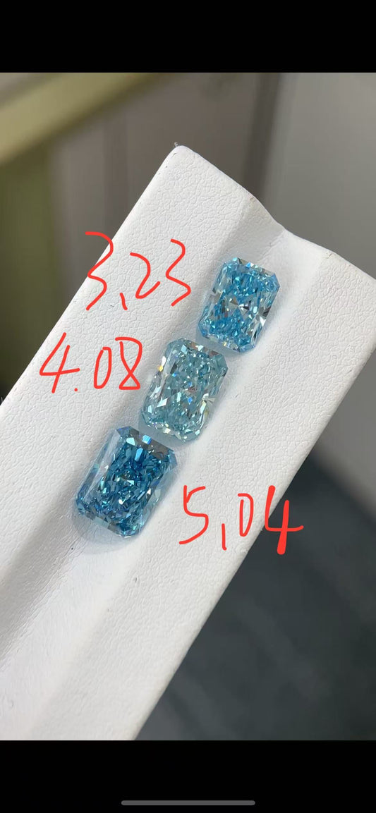 Custom Order Deposit - 5.04ct Blue Radiant Lab Diamond Ring