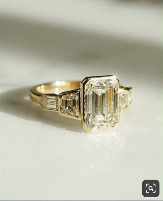 Custom Order Deposit- 3ct Emerald cut Lab Grown Diamond Ring in 14k yellow gold setting.