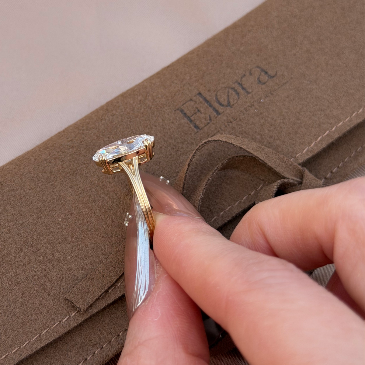 Esther-Moval Cut Lab Grown Diamond Engagement Ring