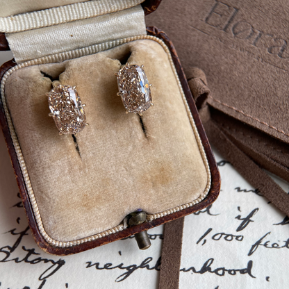 Champagne Cushion Cut Diamond Hoop Earrings