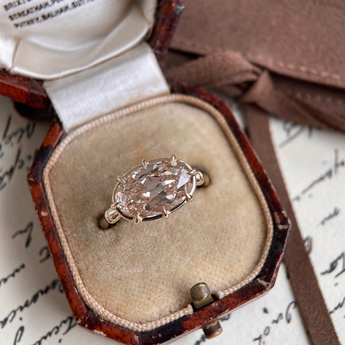 Rowan-Champagne Old Mine Oval Lab Grown Diamond Ring